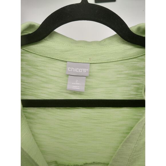 Chico's Tunic Top 2 L Cotton Blend Slub Button Front Knit Long Sleeve Mint NWT - Picture 6 of 13
